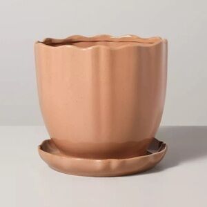 9.5" Scalloped Edge Stoneware Planter Pot Saucer Rust - Hearth & Hand Magnolia